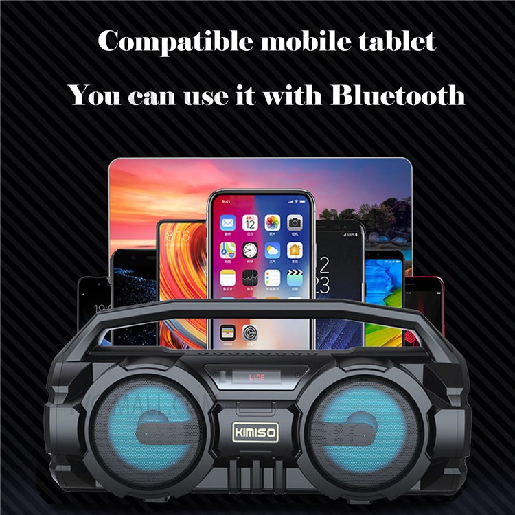 160W High-Definition Speaker Wireless Bluetooth 5.0 Audio Karaoke Speaker Portable Sound Amplifier with Dual Microphone Support TF Card - Black-5