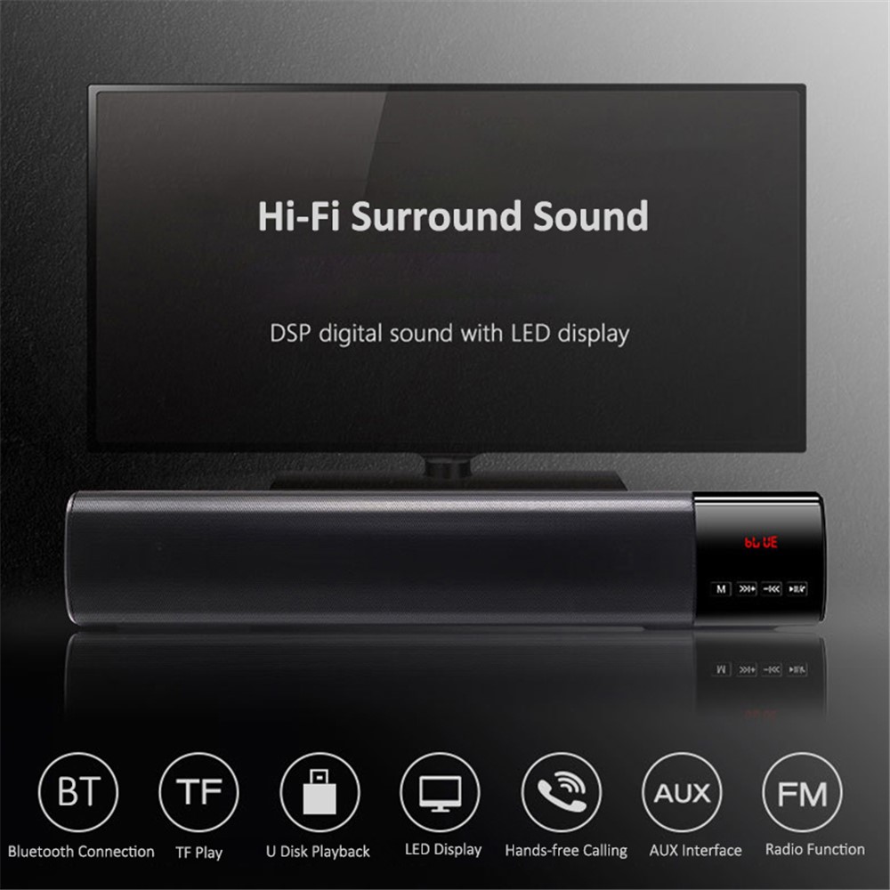 B28S Portable Speaker Bar LED Screen TWS Bluetooth Bass Sound Subwoofer - Black-2