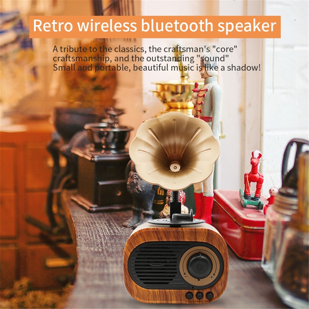 B5 Retro Gramophone Design Wireless Bluetooth Stereo Speaker FM Radio Support TF Card / U-disk / AUX-2