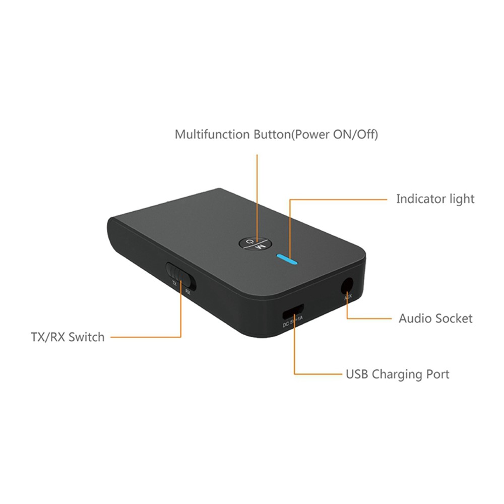 BT-6 2-in-1 Bluetooth Adapter Bluetooth 5.0 Transmitter Receiver TX/RX with 3.5mm Stereo Interface-7
