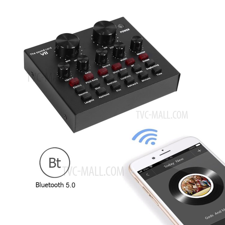 V8 Аудио USB Внешней Звуковой Карты Микрофон Гарнитура Трансляция Персонального Развлечение Кос В Прямом Эфире Для Телефона ПК Компьютера Английской Версии-16