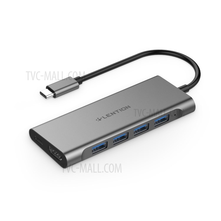 LENTION C35H USB-C Multi-Port Hub with 4K HDMI Output, 4 x USB 3.0, PD 3.0 Charging Adapter-2