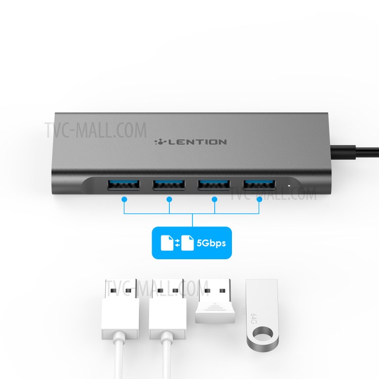 LENTION C35H USB-C Multi-Port Hub with 4K HDMI Output, 4 x USB 3.0, PD 3.0 Charging Adapter-6