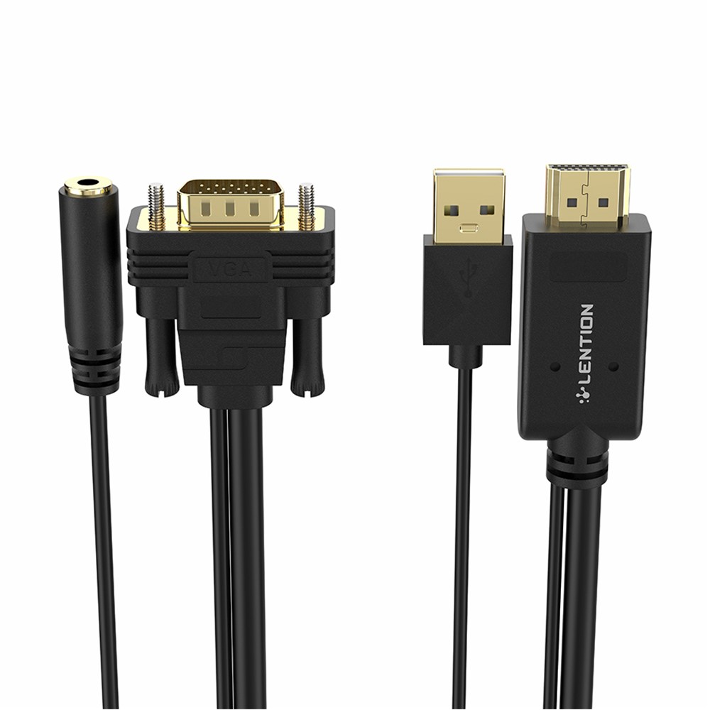 LENTION 2M VGA to HDMI Converter Cable with 3.5MM Audio Female for Connecting Laptop-11