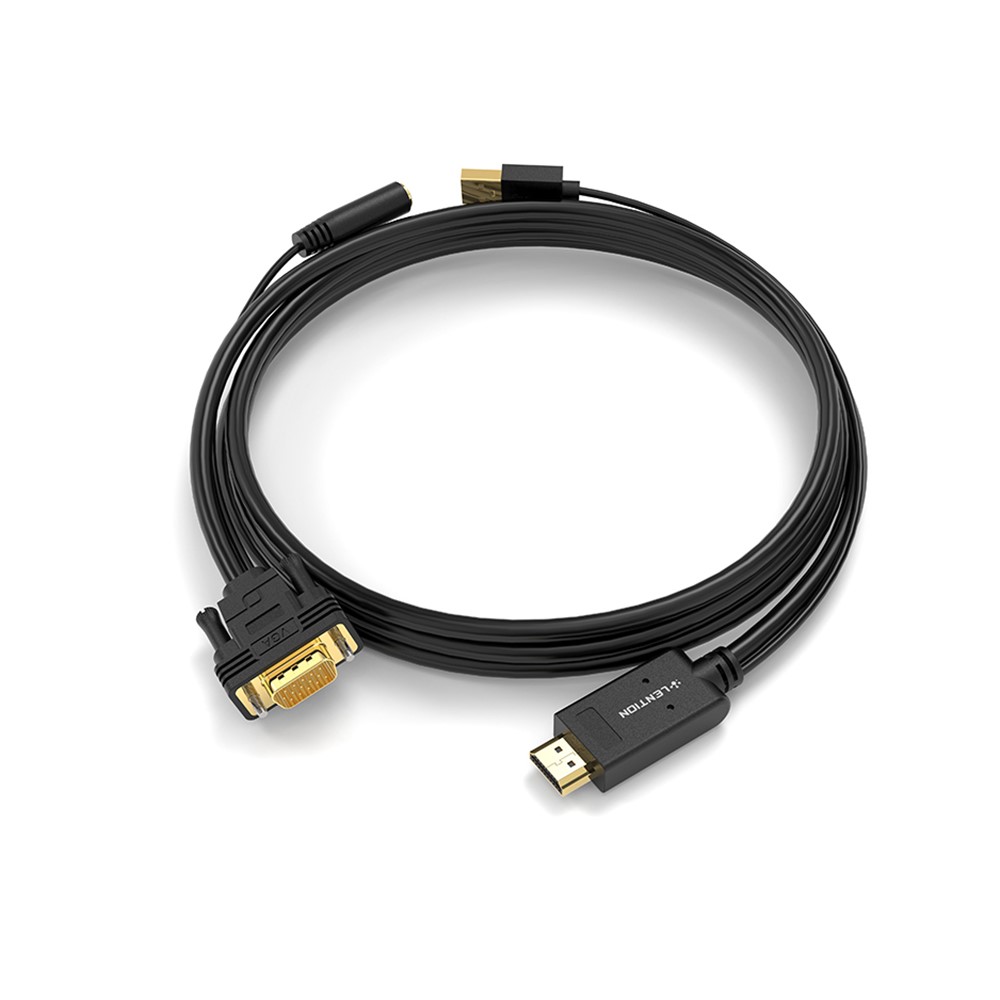 LENTION 2M VGA to HDMI Converter Cable with 3.5MM Audio Female for Connecting Laptop-2