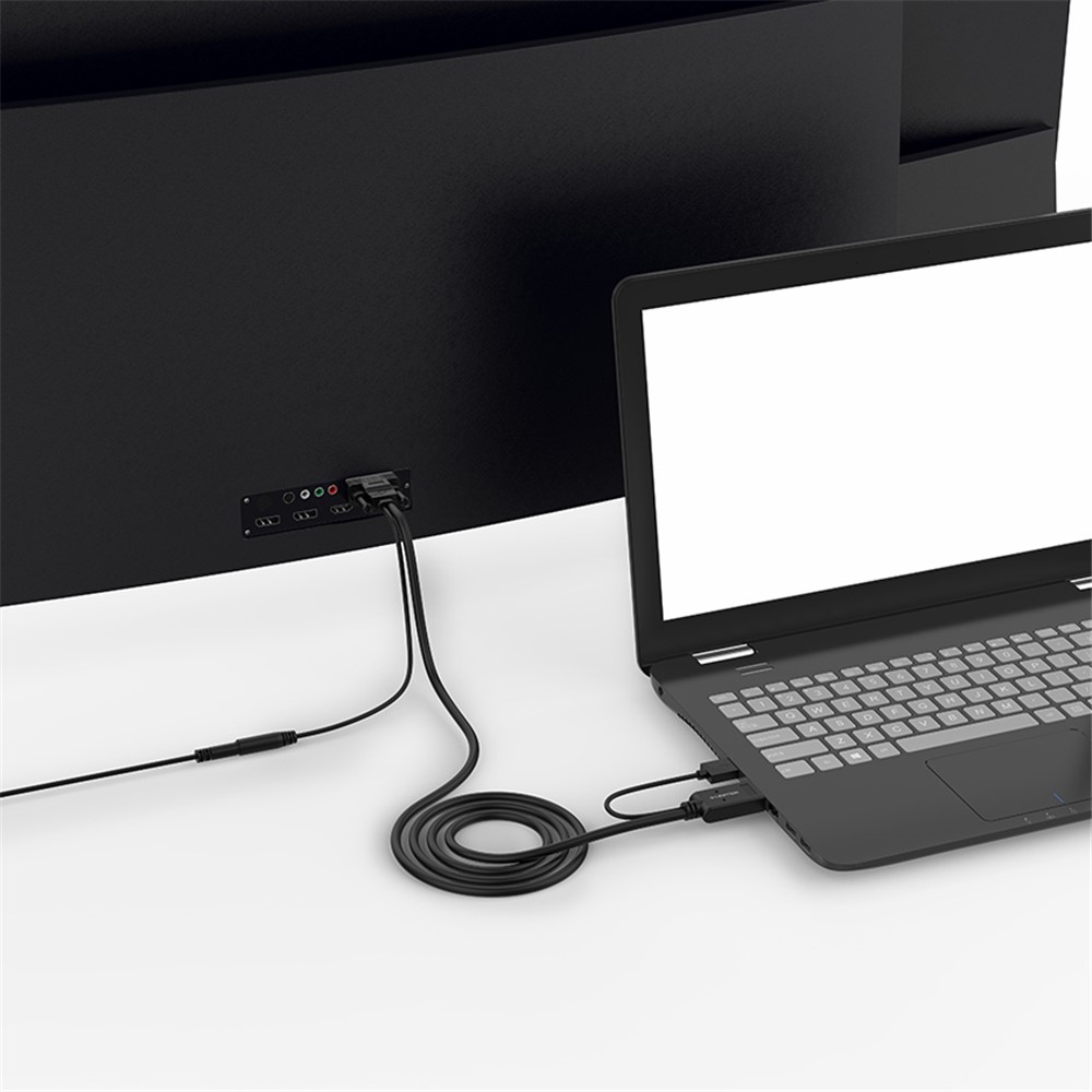 LENTION 2M VGA to HDMI Converter Cable with 3.5MM Audio Female for Connecting Laptop-4