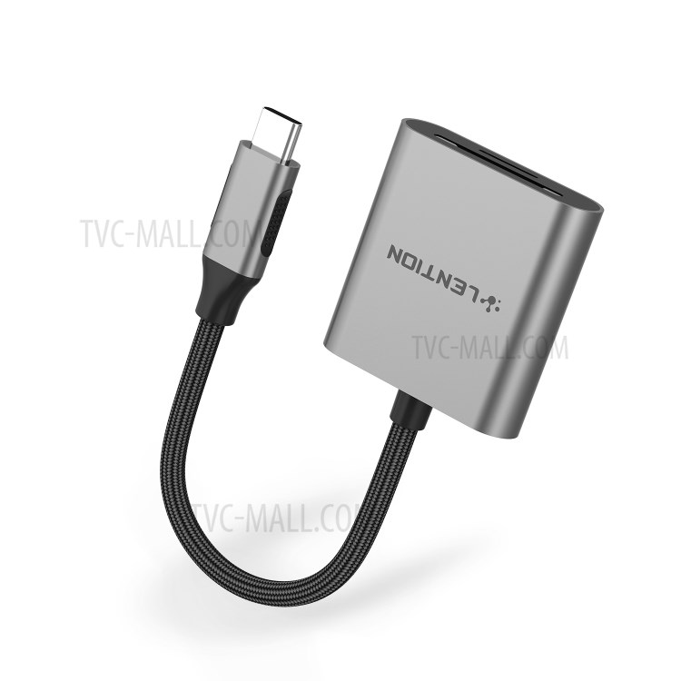 LENTION C8 USB-C to SD/Micro SD Card Reader Adapter - Grey-14