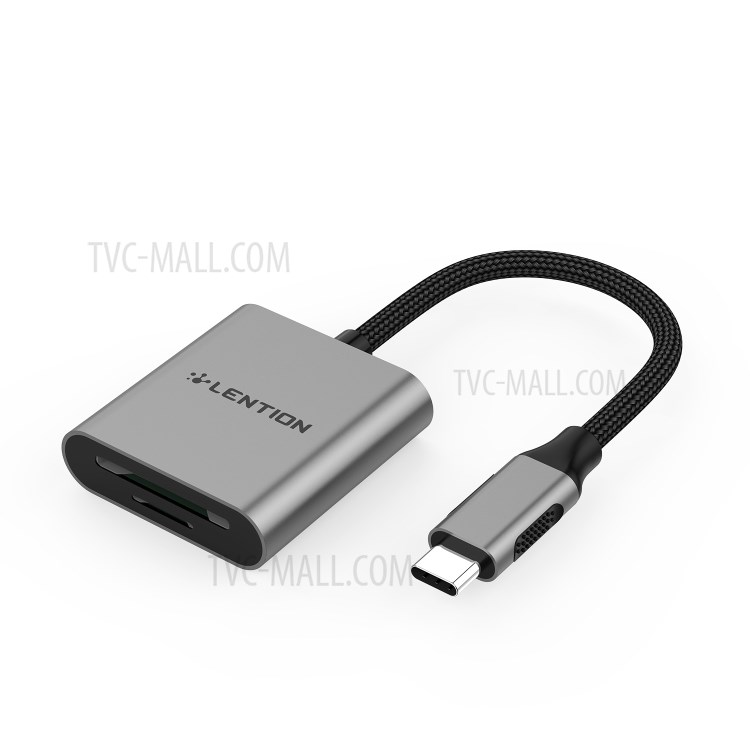 LENTION C8 USB-C to SD/Micro SD Card Reader Adapter - Grey-2