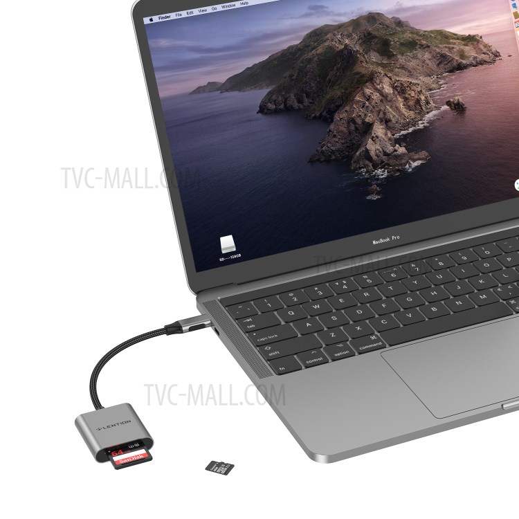 LENTION C8 USB-C to SD/Micro SD Card Reader Adapter - Grey-8