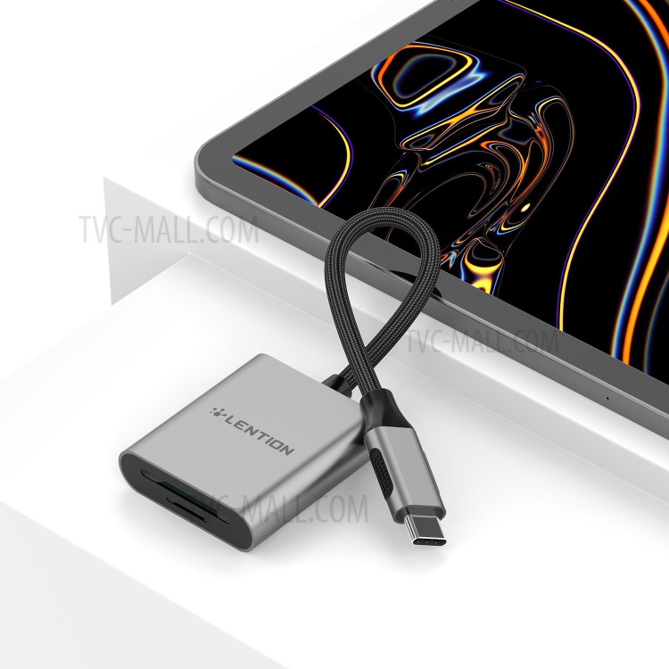 LENTION C8 USB-C to SD/Micro SD Card Reader Adapter - Grey-9