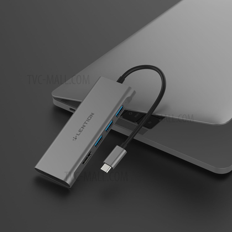 LENTION C34HCR USB-C Hub with 4K HDMI Output, 3 x USB 3.0, SD/TF Card Reader Port - Grey-10