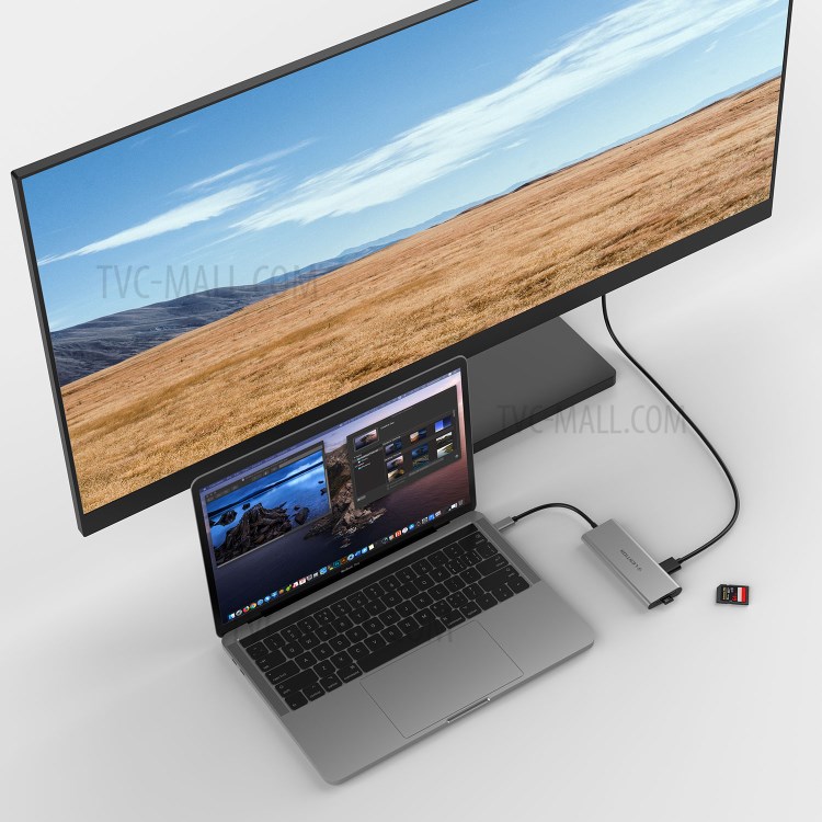 LENTION C34HCR USB-C Hub with 4K HDMI Output, 3 x USB 3.0, SD/TF Card Reader Port - Grey-11