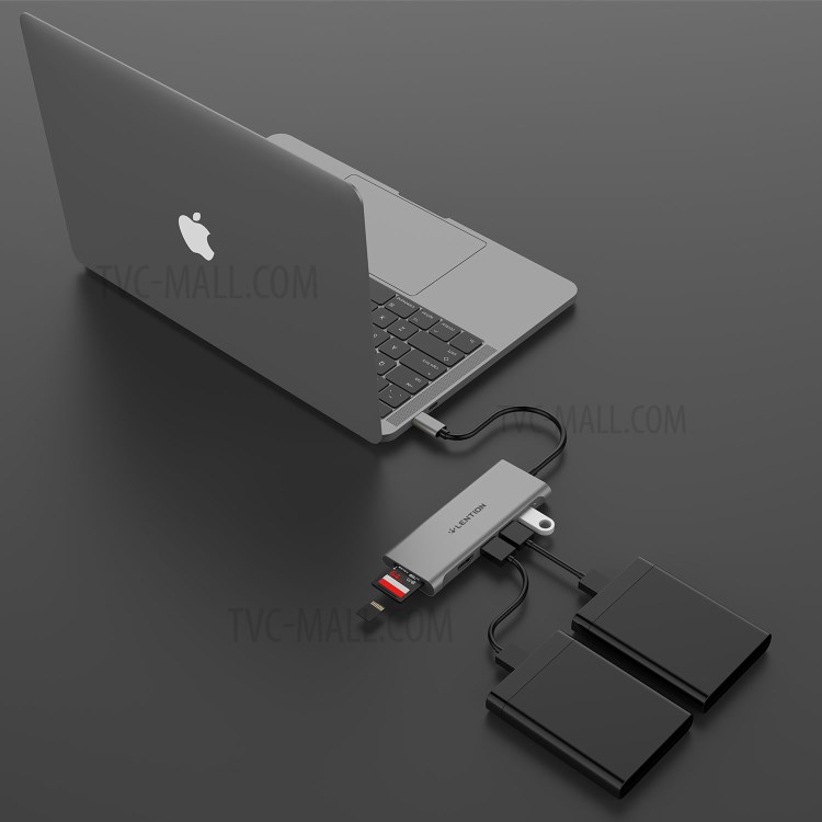 LENTION C34HCR USB-C Hub with 4K HDMI Output, 3 x USB 3.0, SD/TF Card Reader Port - Grey-3