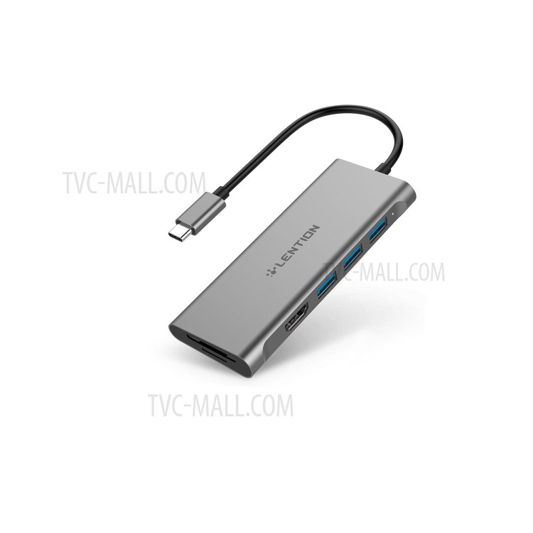LENTION C34HCR USB-C Hub with 4K HDMI Output, 3 x USB 3.0, SD/TF Card Reader Port - Grey-5