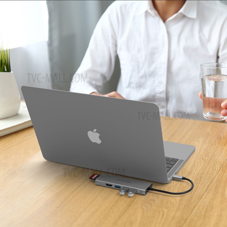 LENTION C34HCR USB-C Hub with 4K HDMI Output, 3 x USB 3.0, SD/TF Card Reader Port - Grey-9