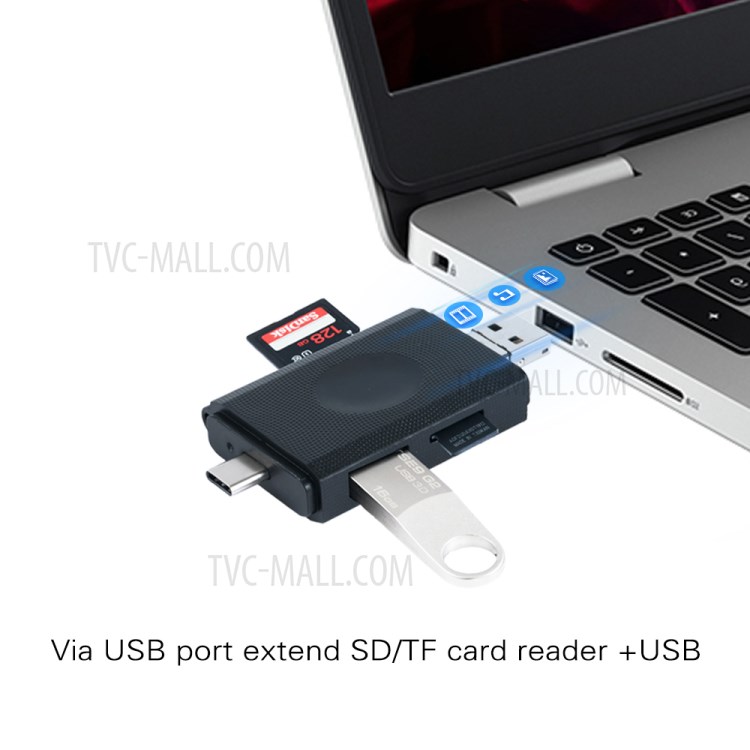 YK623 6-in-1 Multi-function Card Reader with Type-C USB Port Micro USB SD/TF-10