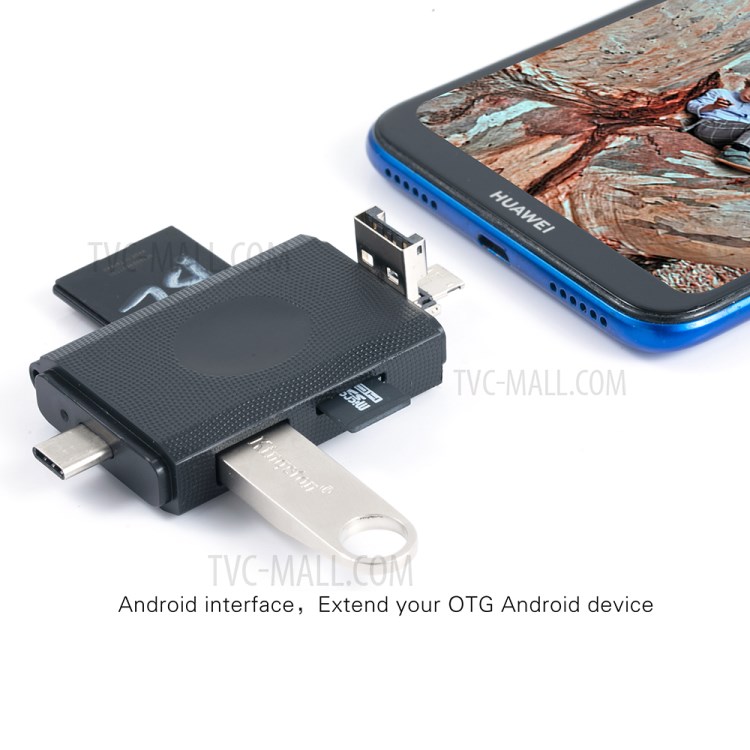 YK623 6-in-1 Multi-function Card Reader with Type-C USB Port Micro USB SD/TF-11