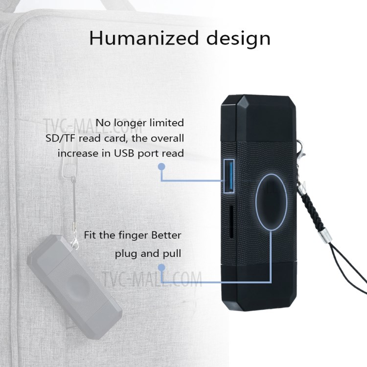 YK623 6-in-1 Multi-function Card Reader with Type-C USB Port Micro USB SD/TF-6