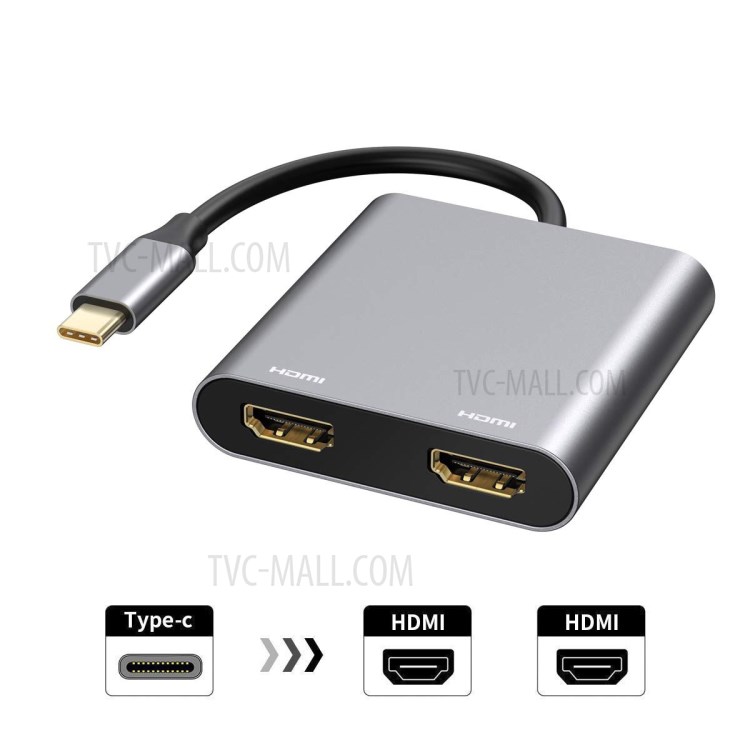 YK207 Aluminium Type-C Hub Adapter with Dual HDMI Video Output Converter-1