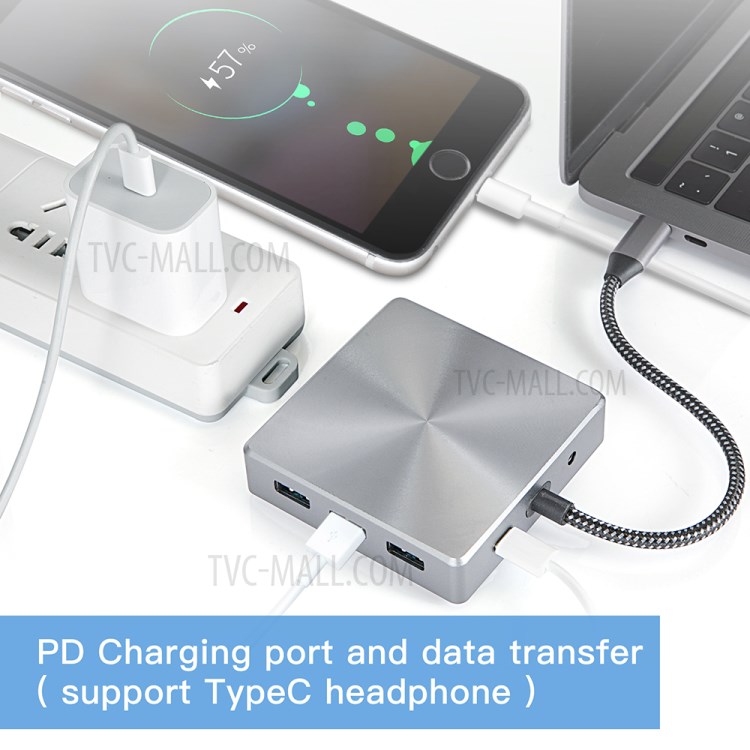 YK0160S 9-in-1 Aluminium Type-C Hub Adapter USB-C Charging Converter - Grey-5