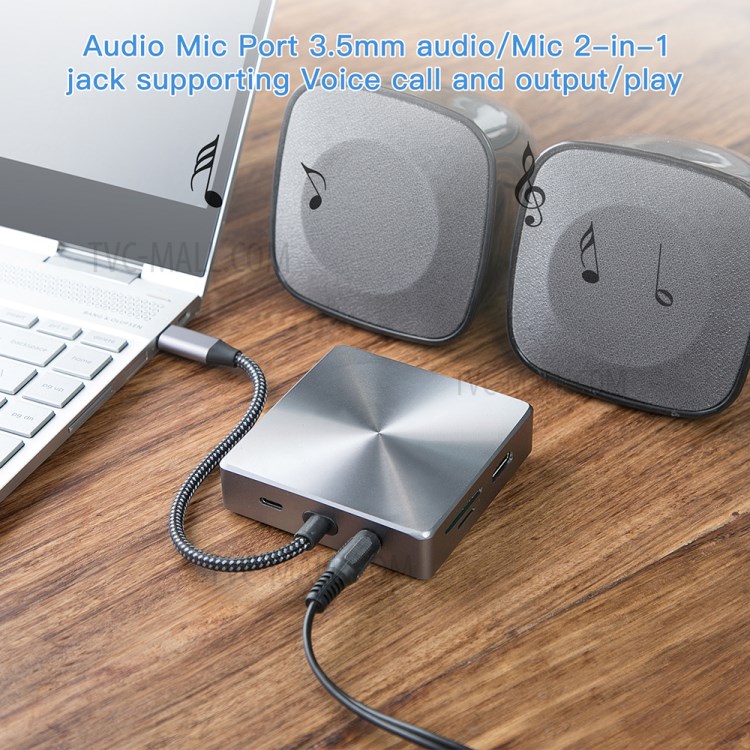 YK0160S 9-in-1 Aluminium Type-C Hub Adapter USB-C Charging Converter - Grey-6