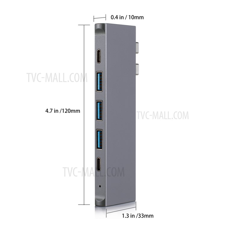 YK0150B 8-in-1 Type-C Hub Multi-port Adapter with USB-C Port+3*USB3.0 Ports+Thunderbolt 3+HDMI+SD/TF Port-9