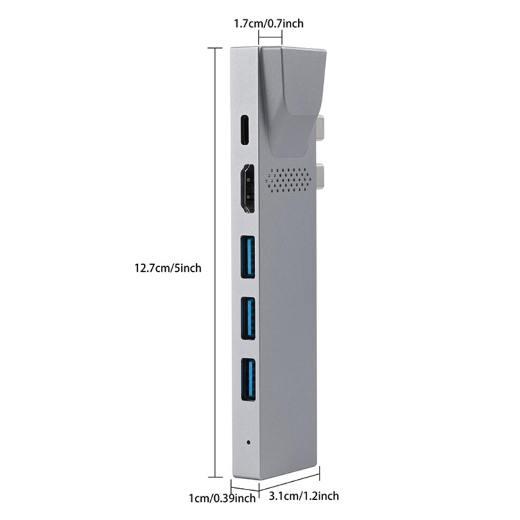 YK0168 8-in-1 Multi-port Adapter Type-C Hub with Thunderbolt 3+HDMI+3*USB3.0 Ports+Gigabit+SD/TF Port-8
