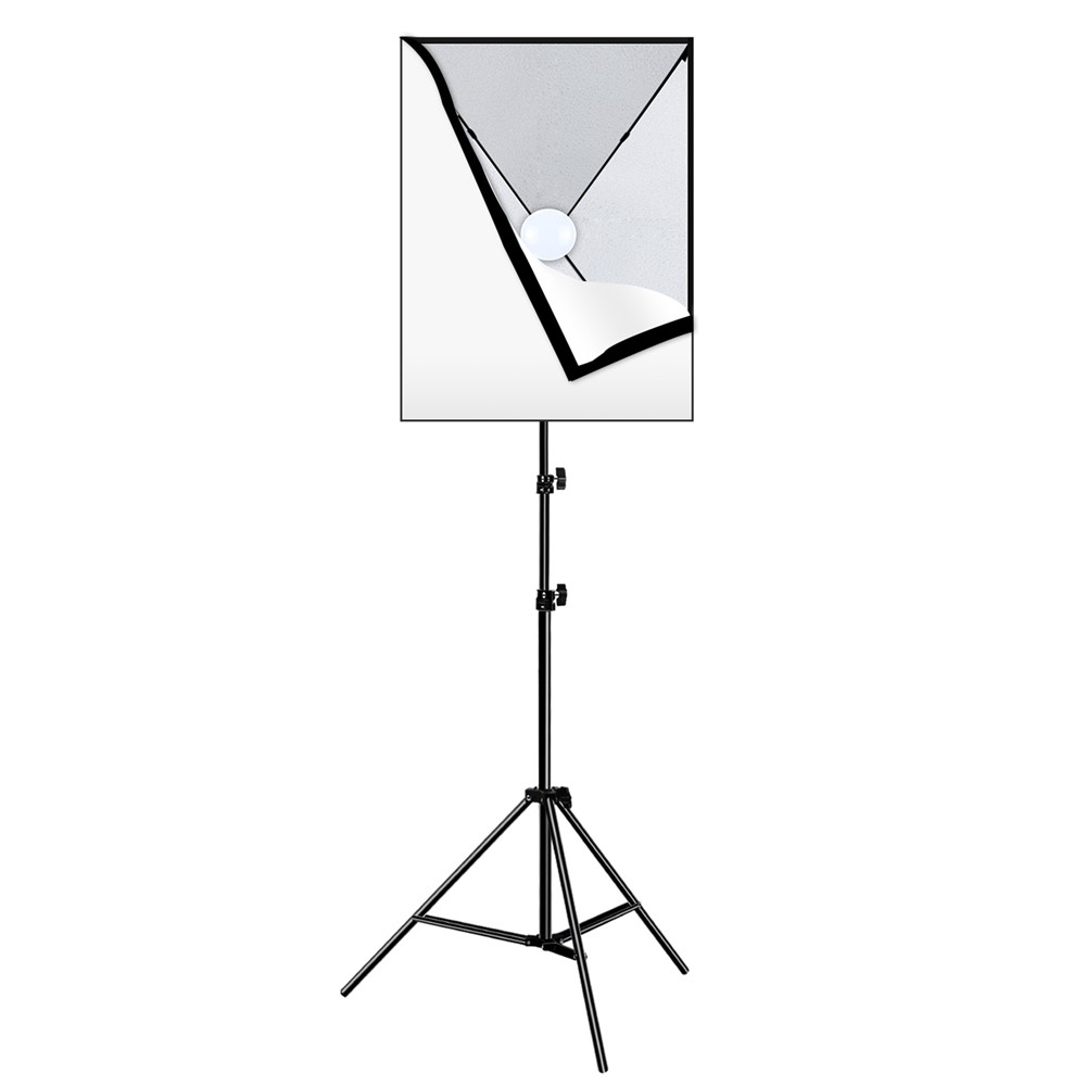 Luz de Iluminação Fotográfica Puluz Tripé Light+50x70cm Studio Softbox+E27 Lâmpada LED Bulbo - Plugue da ue