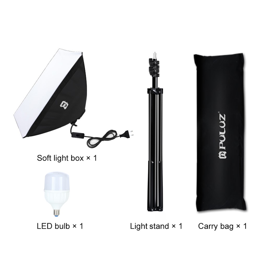 PULUZ Photography Lighting Light Tripod+50x70cm Photo Studio Softbox+E27 LED Lamp Bulb - EU Plug-9
