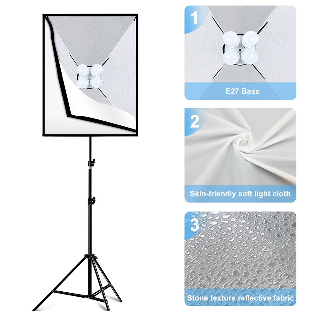 PULUZ PU5071 Photo Studio Softbox 50x70cm Diffuser E27 LED Light Bulb Light Stand Tripod Camera Accessories - EU Plug-5