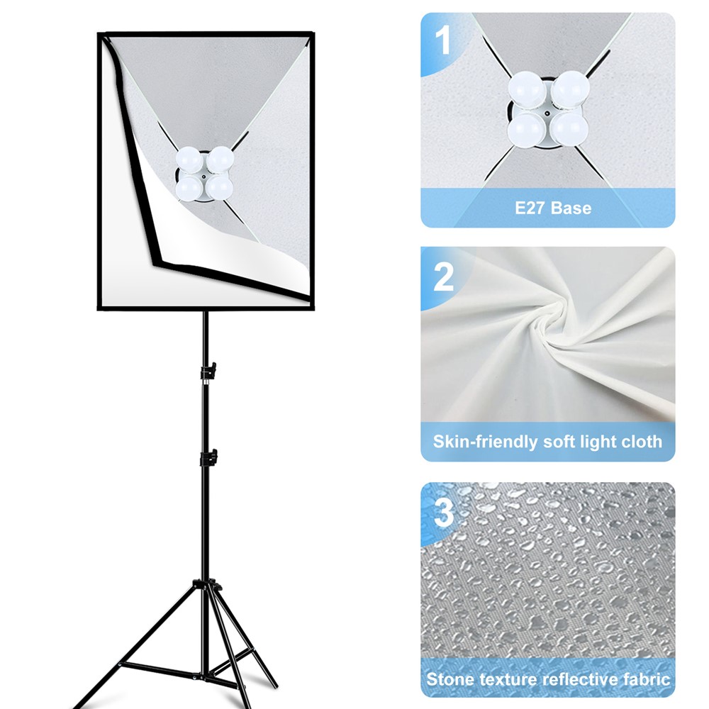 PULUZ PU5071 Photo Studio Softbox 50x70cm Difusor E27 LED Light Light Stand Tipod Accesorios - Enchufe de la ue