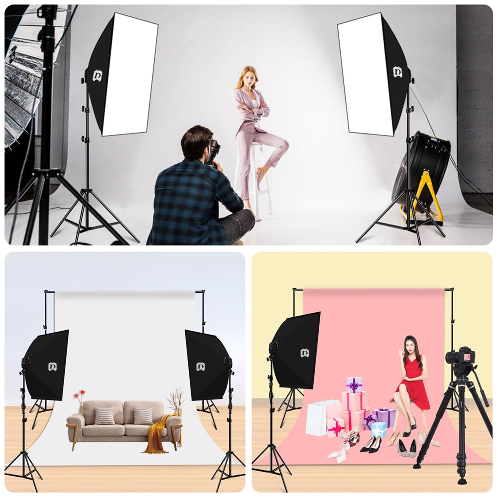 PULUZ PU5071 Photo Studio Softbox 50x70cm Difusor E27 LED Light Light Stand Tipod Accesorios - Enchufe de la ue