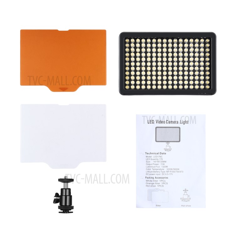 PULUZ PU4117 176 LED 12W 3300-5600K Dimmable Studio Luce Per Video E Riprese Fotografiche-12
