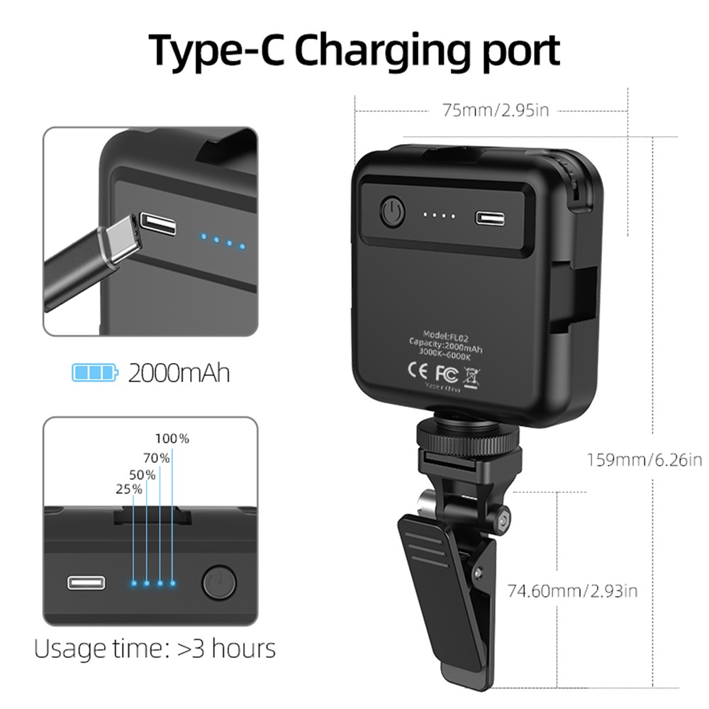 Wonew FL02 Светодиодная Камера Светодиодная Заливка 3000-6000K Dimmable Mobile Phone Camera Commune Community