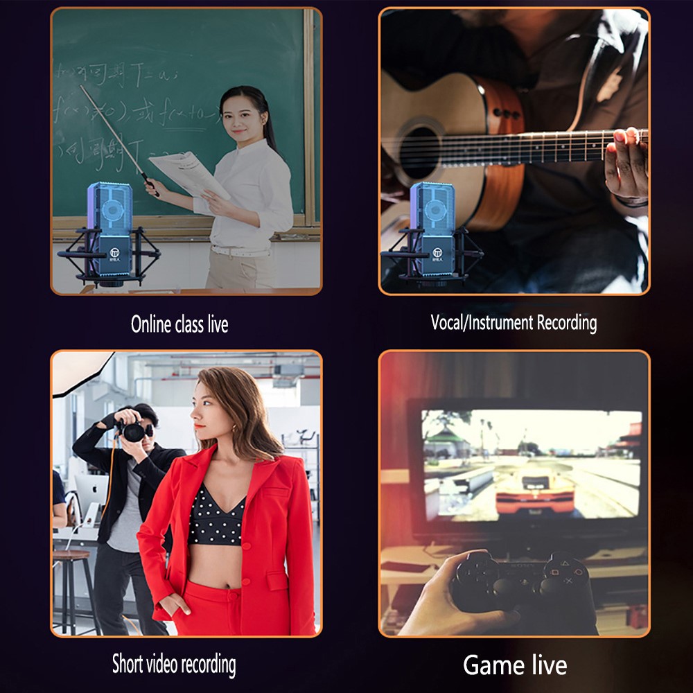 V12 Microphone Live Sound Card Mixer Sound Effect Processor Mic Accessories PC Smart Phone Live-Stream Audio Device-9