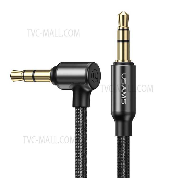 USAMS US-SJ557 3.5mm Nylon Braided 1.2m Elbow Aux Cable Audio Auxiliary Cord Male to Male Aux Line