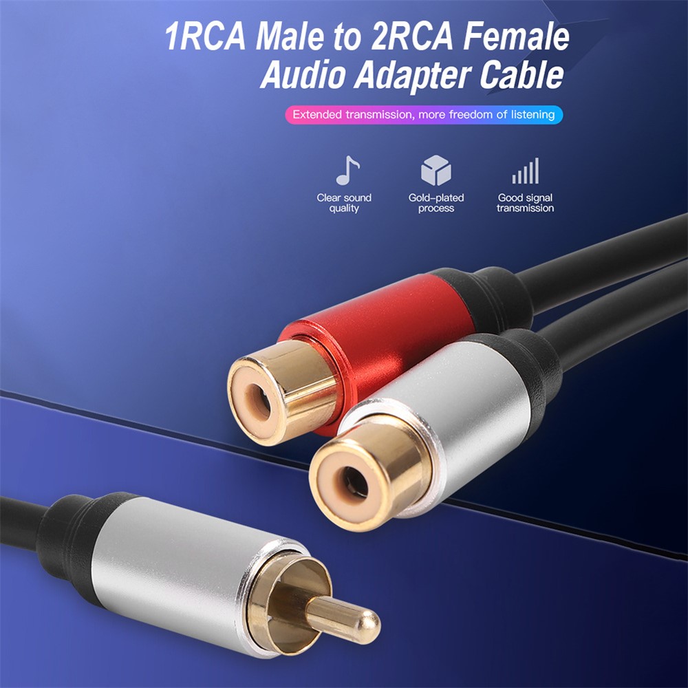1RCA Male to 2RCA Female Audio Cable Adapter for Speaker DVD TV Laptop Portable RCA Audio Y Splitter Cable-2
