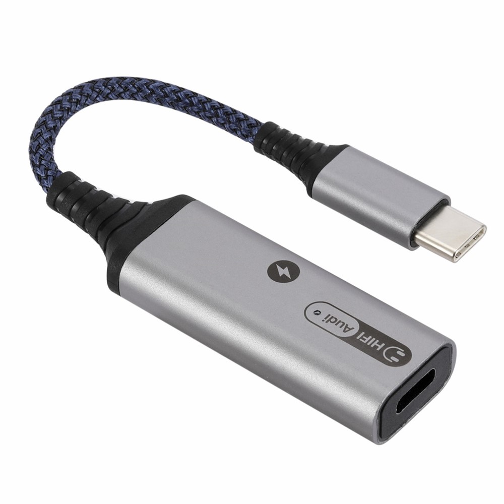 Dual Type-C Headphone Audio Adapter Fast Charging Converter for Huawei/Xiaomi/iPad - Grey-3