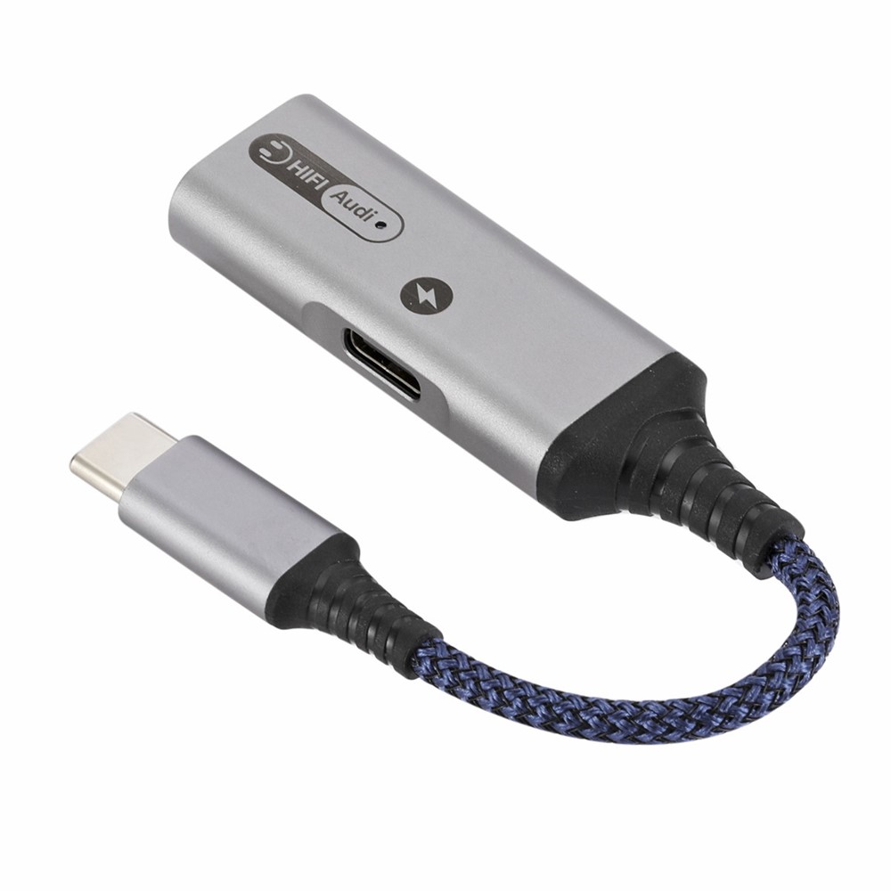 Dual Type-C Headphone Audio Adapter Fast Charging Converter for Huawei/Xiaomi/iPad - Grey-4