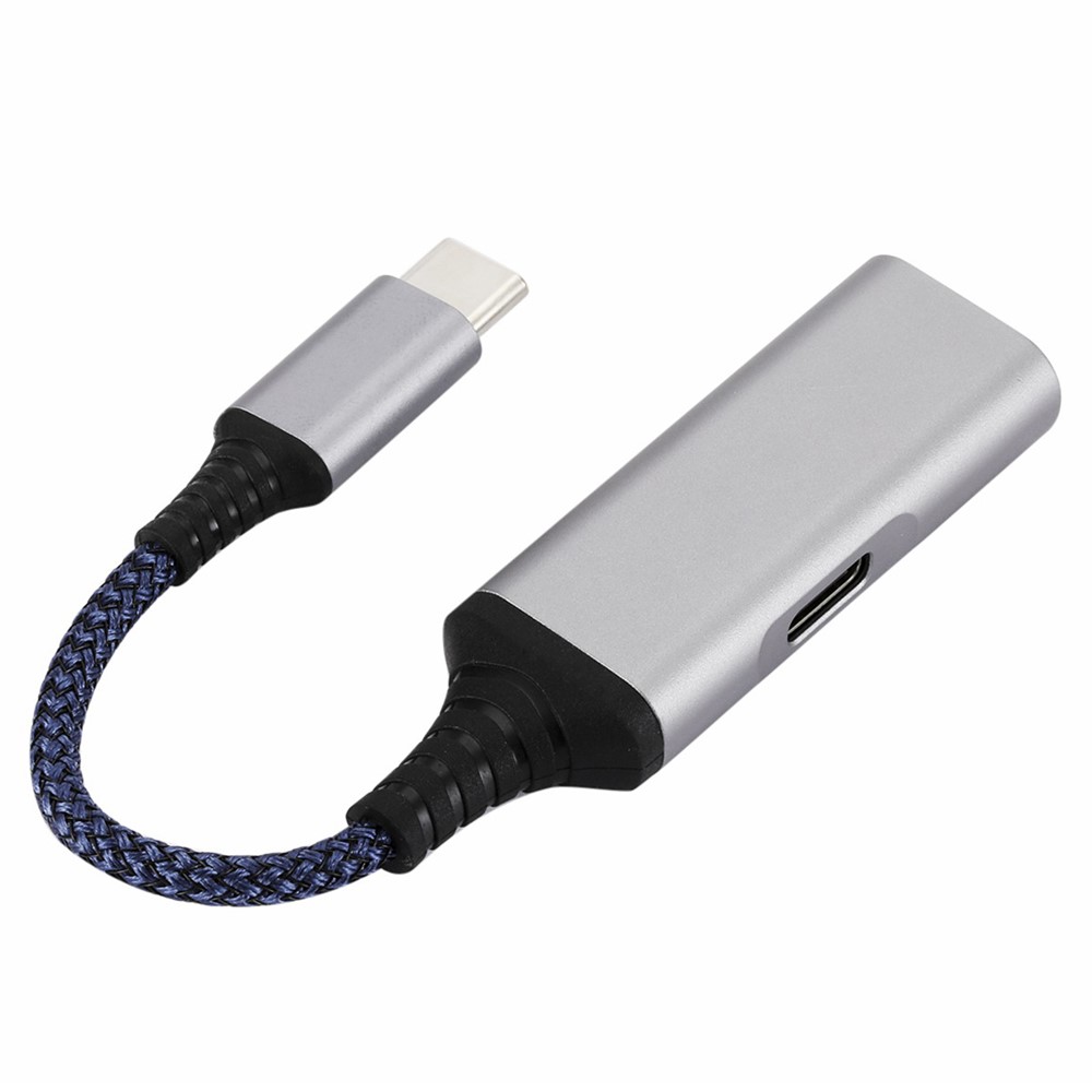 Dual Type-C Headphone Audio Adapter Fast Charging Converter for Huawei/Xiaomi/iPad - Grey-5