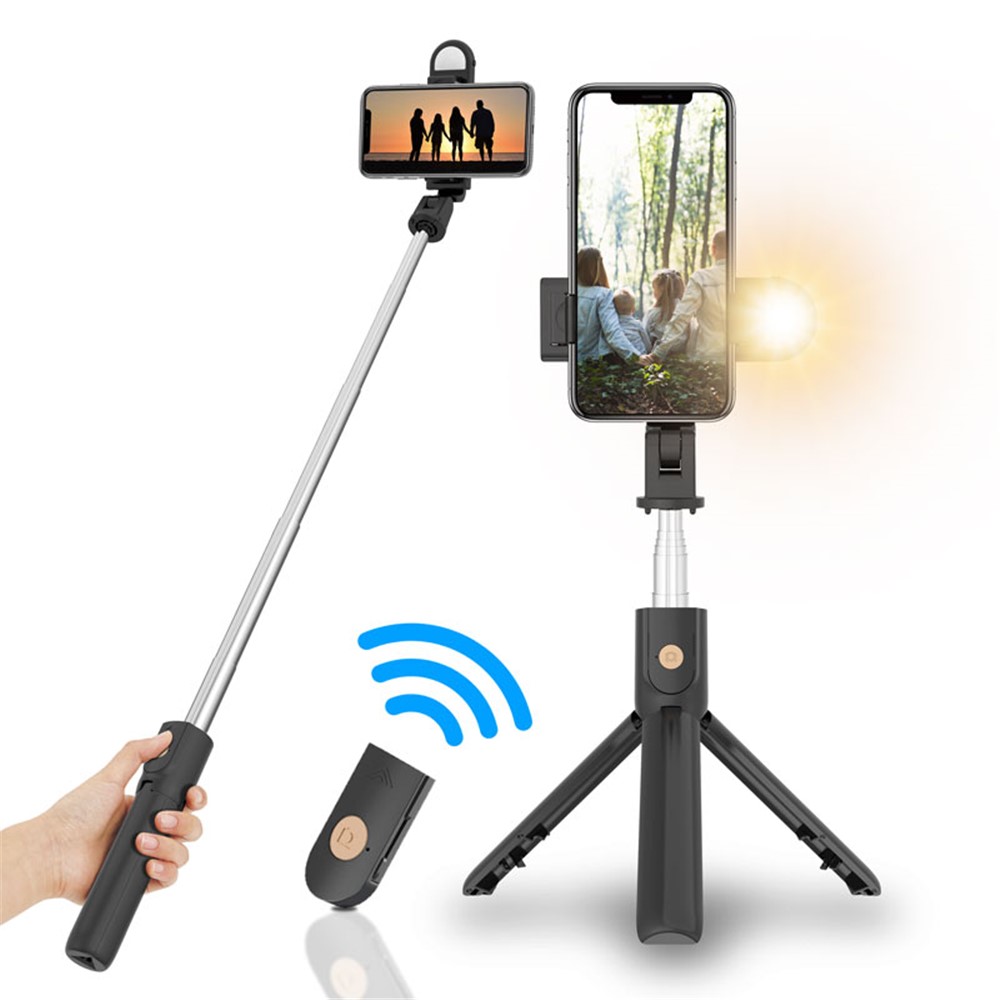 SELFIESHOW K10S Self Timer High End Remote Control Mobile Phone Universal Tripod with Fill Light Function - Black-2