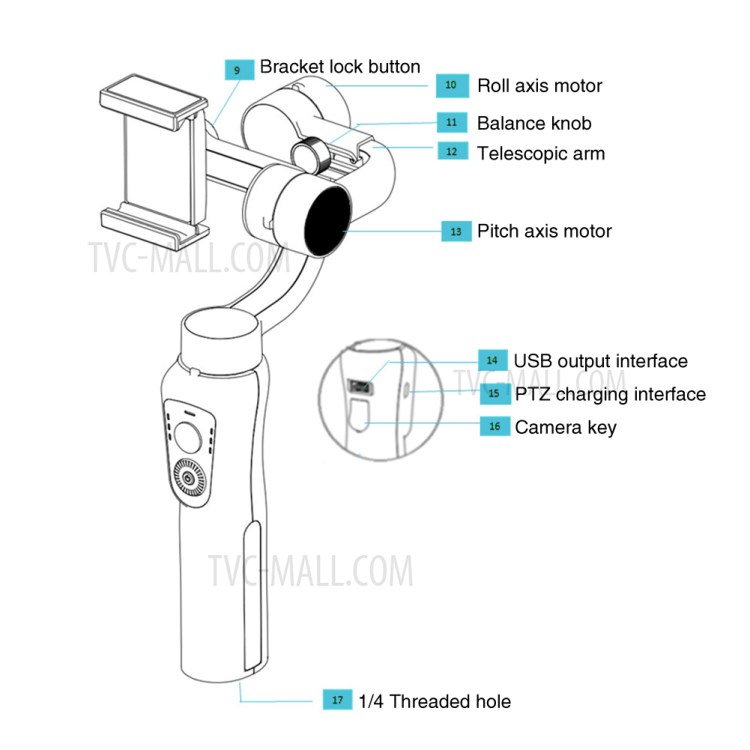 S5B Three Axis Intelligent Bluetooth Face Tracking Handheld Pan&Tilt Stabilizer-5