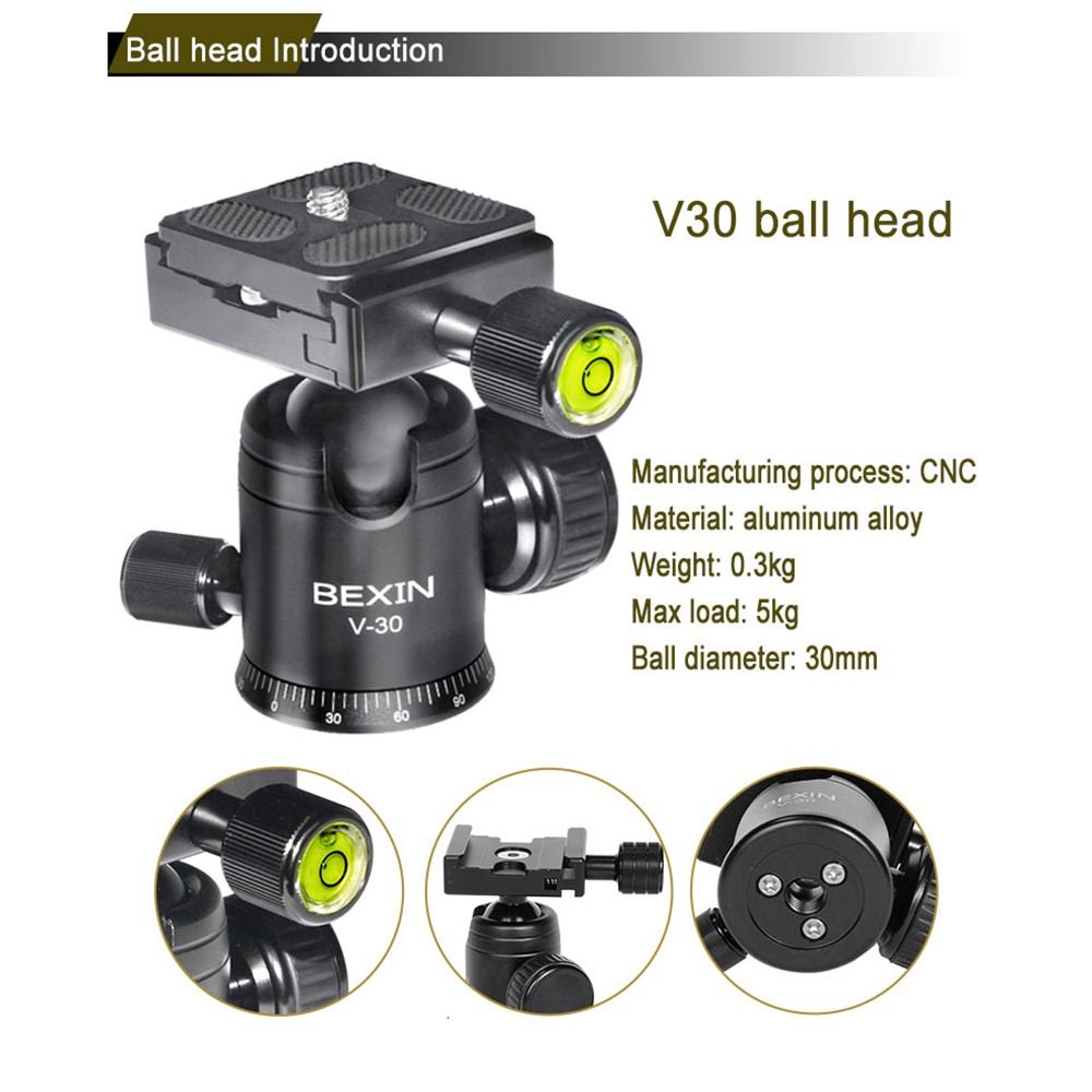 BEXIN V-30 Portable 360 Degree Rotating Ball Head Panoramic Shooting Camera Tripod Adapter-7