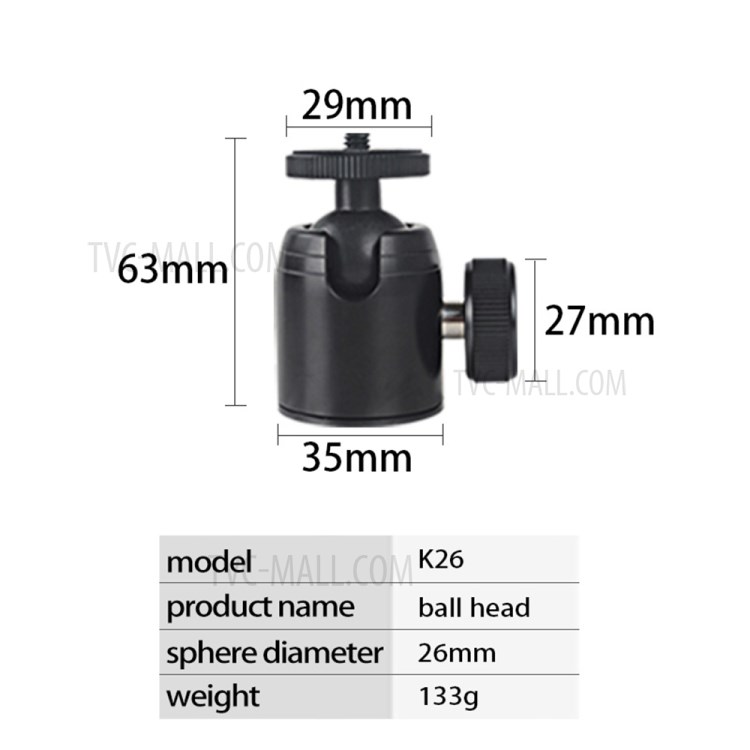 BEXIN K26 Spherical Head 360-degree Rotation Camera Mount Mini Ball Head for DSLR Camera-9