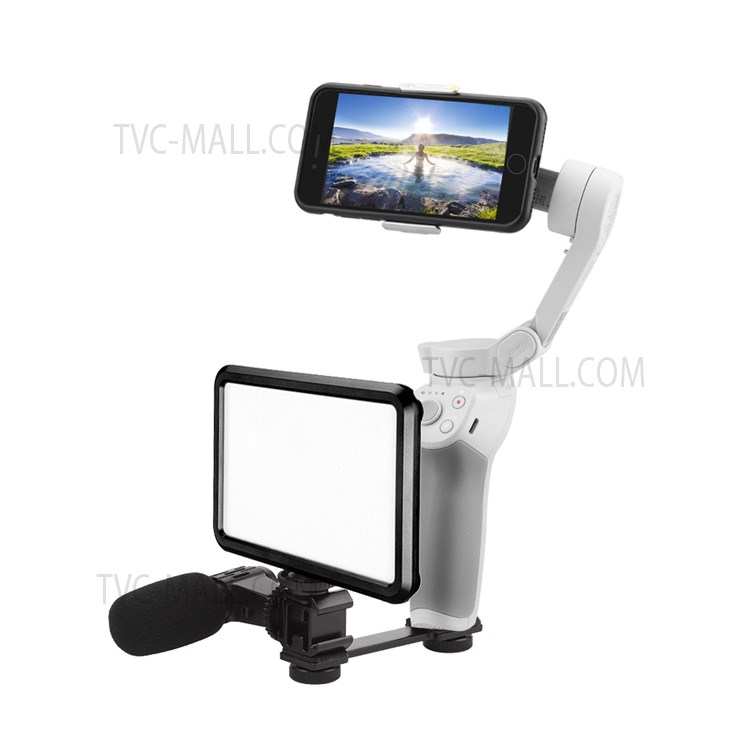 HSP0013 LED Video Fill Light Mount Cold Shoe Microphone Holder for DJI OM 4 / OSMO Mobile 2/3 / Zhiyun Smooth 4 / Feiyu Vimble Vlog Pocket-5