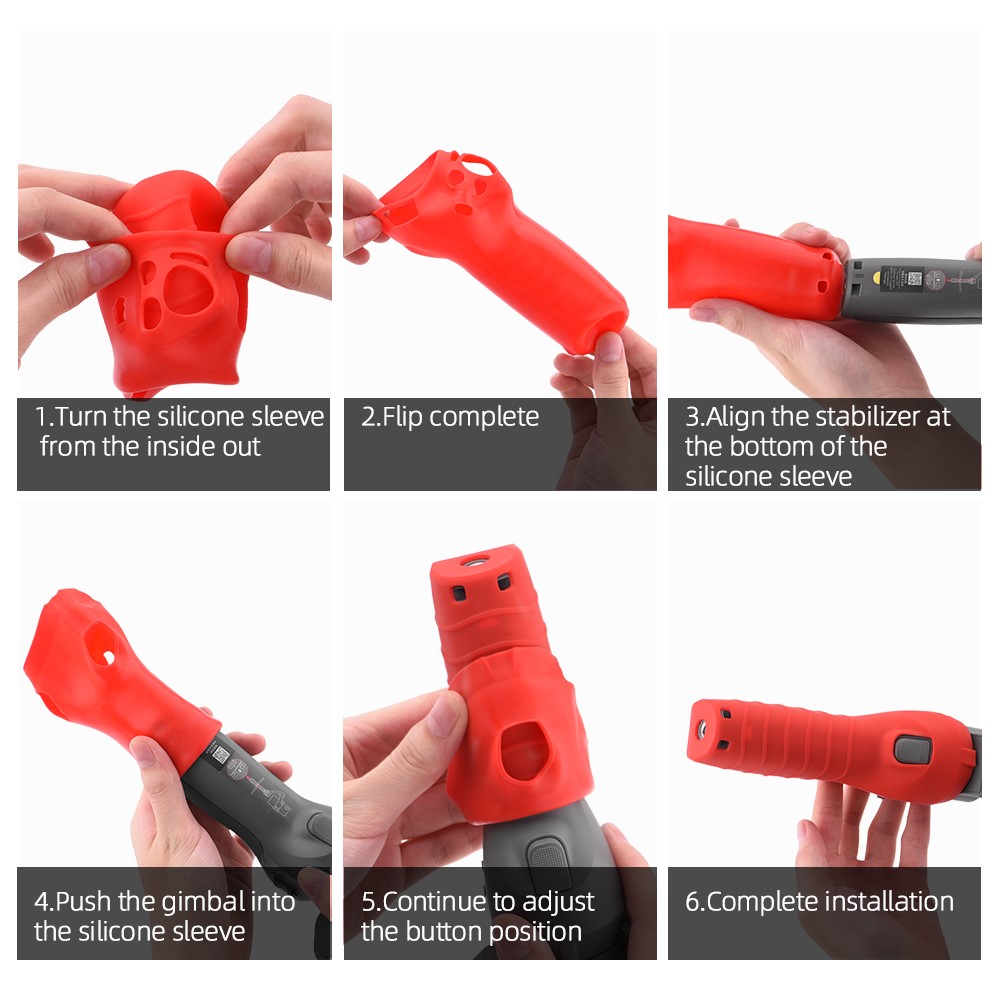 HSP6899 Silicone Handle Anti-scratch Cover Durable Case Sleeve Protector Gimbal Protective Accessories for DJI OM 4/Osmo Mobile 3 - Red-2