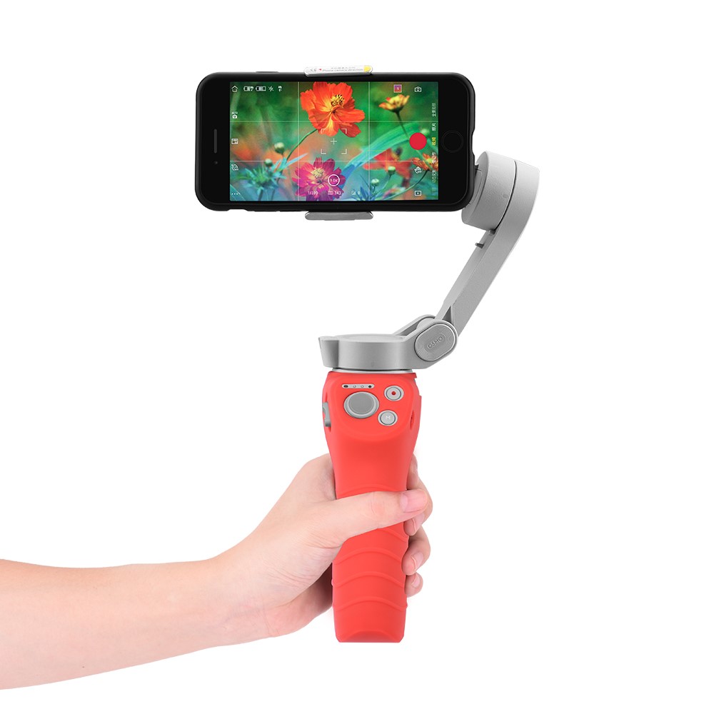 HSP6899 Silicone Handle Anti-scratch Cover Durable Case Sleeve Protector Gimbal Protective Accessories for DJI OM 4/Osmo Mobile 3 - Red-3
