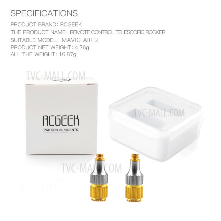 RCGEEK 2Pcs Metal Remote Control Joysticks Stick Thumb Rocker for DJI Mavic Air 2-10