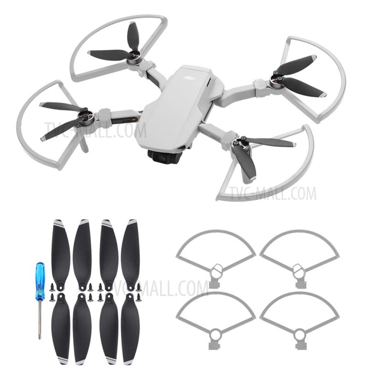 Propeller Protector Guard + 2 Pairs Propellers for DJI Mavic Mini Drone - White-2