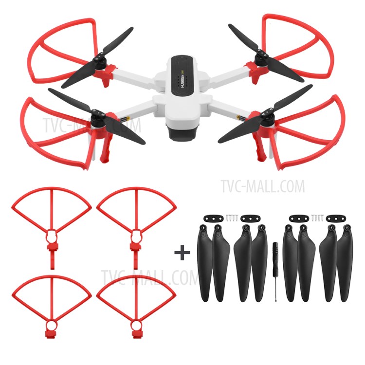 2 Pair Protection Rings + Propellers for HUBSAN ZINO H117S - Red/Black-1